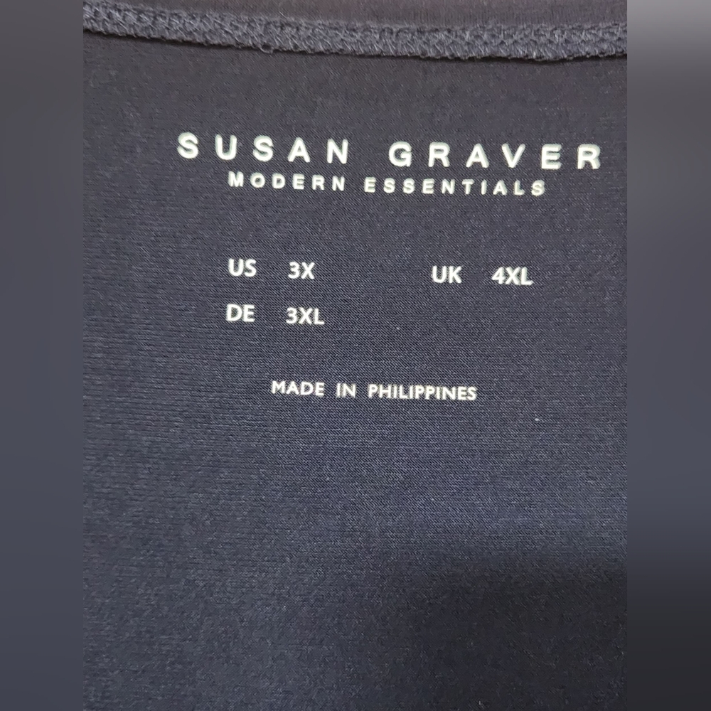 Susan Graver Liquid Knit Women's Navy Short Sleeve Top - Picture 5 of 5